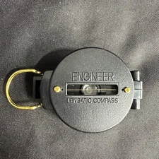 Vintage Precise Pathfinder Engineer Lensatic Compass Taiwan 2 Inch Black