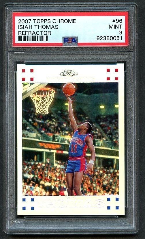 2007-08 Topps Chrome Refractor /999 ISIAH THOMAS #92 PSA 9 MINT Detroit Pistons