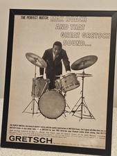 1960s Gretsch Drums Ad Max Roach DownBeat Vintage Framed Jazz