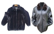 Blackglama Reversible Great Lakes Black Mink and Black Leather Zip Up Jacket