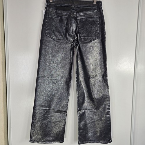 Gap Kids Low Stride Metallic Wide Leg Girls Size 16 Denim Jeans Adjustable Waist - Picture 2 of 14