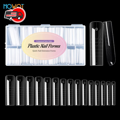 Square Dual Nail Form Tips Full Cover Acrylic Extension Molds Quick Build LargeX
