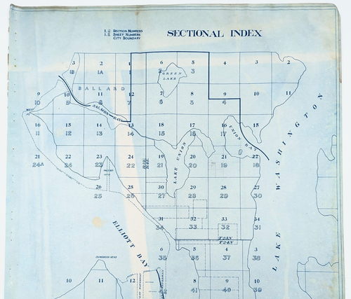 1900 SEATTLE Map Sectional Index (24x22) ORIGINAL Downtown - Ballard - Pioneer - Picture 2 of 5