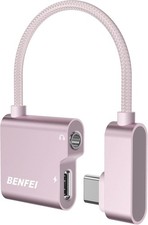 BENFEI USB C to Audio Jack Adapter with 60W Fast Charging, USB-C Pink
