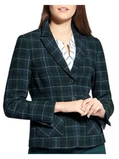 BASLER Womens Navy Plaid Blazer Jacket Size: 22