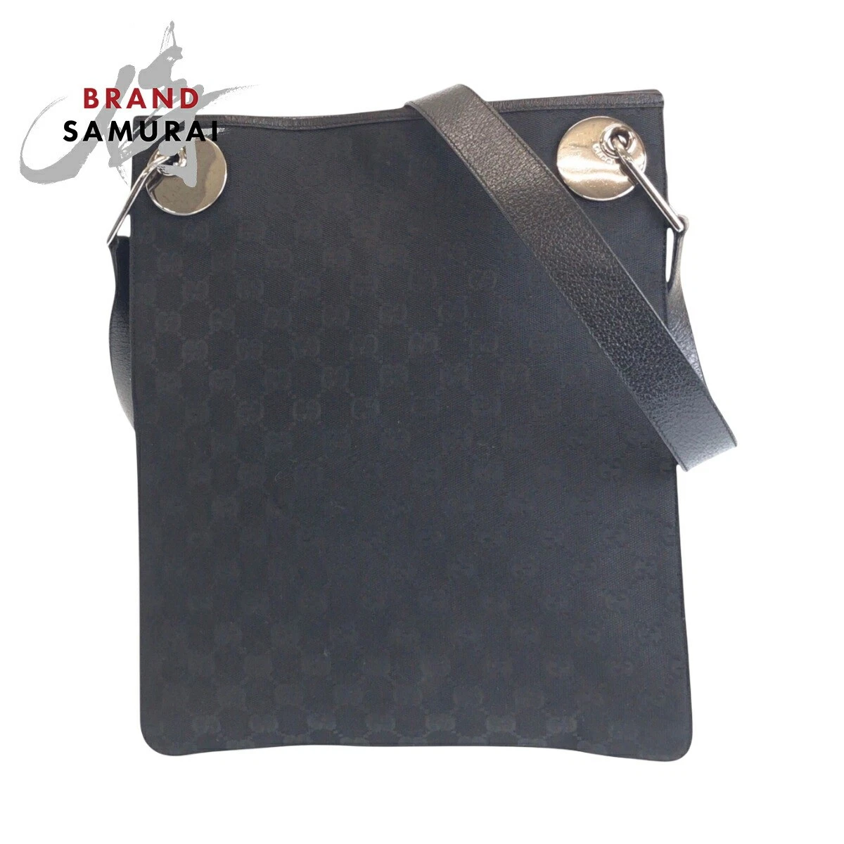 Sac bandoulière Gucci noir argent quincaillerie Gg toile/cuir 120842 pochette lad