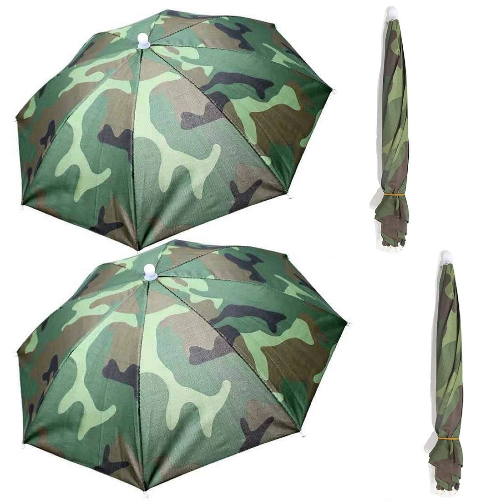 4 Pack Umbrella Sun Hats Folding Sun Rain Caps Fishing Hands Free Beach Hat
