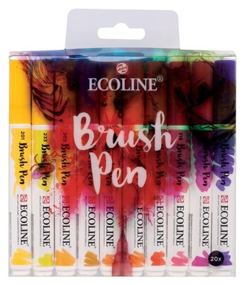 Tarens Eco Line T1150-9009 Brush Pen, Set of 20 Colors white / black / red