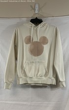 Disney Cream Mickey Mouse Graphic Pullover Hoodie Sweatshirt Women's XS
