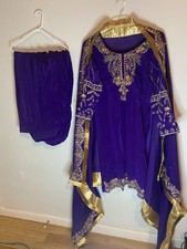 Purple Gold Embroidered Salwar Kameez Women's pure Silk Traditional wedding