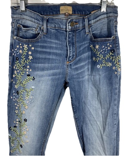 Driftwood Kelly Damen Größe 29 Jeans bestickt Blumen Boho Hippie helle Waschung