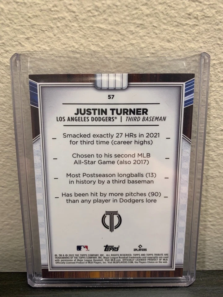 Justin Turner 2022 Topps Tribute Green /99 Los Angeles Dodgers - Image 2 of 2
