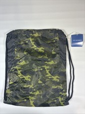 Port Authority Green Black Camo Drawstring Backpack Cinch Sack Sport Gym Bag NWT