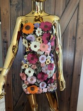 Fashion Nova Luxe Mellie Floral Embroidered Mini Dress Black Combo Small Bodycon