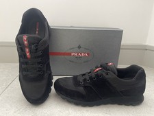 Prada Mens Black Suede Trainers Shoe Size UK9.5 Excellent Condition Authentic