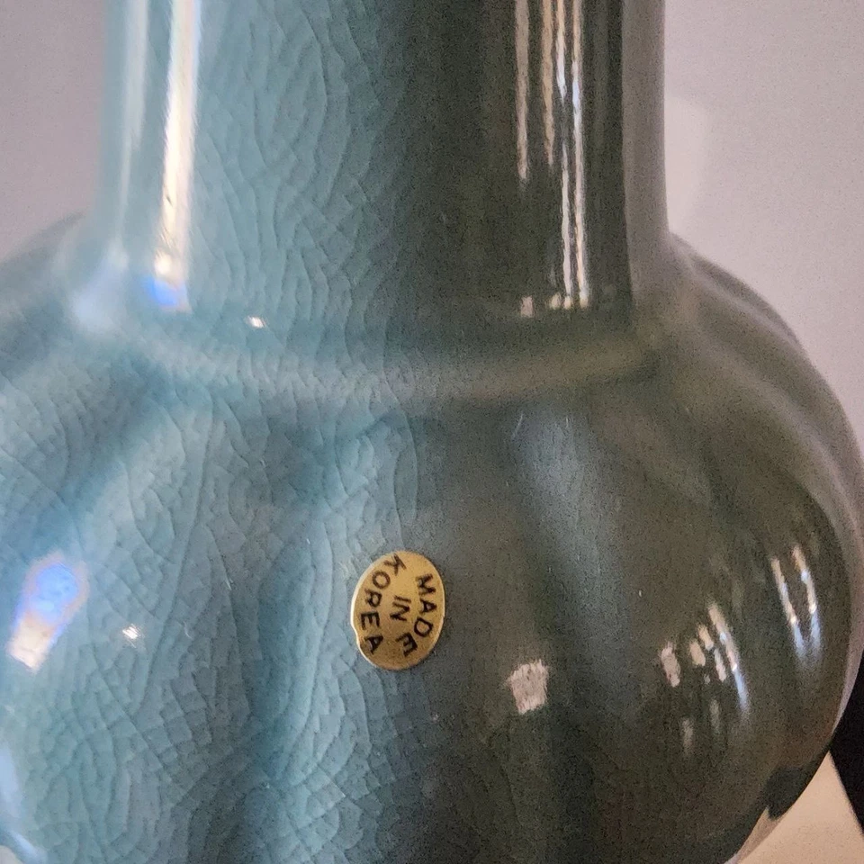 Jarrón de cerámica de porcelana verde coreana Foto 3 de 4