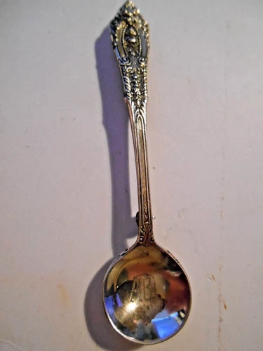 Vintage Wallace Sterling Silver Rosepoint Brooch Pin Monogram A B 2 1/2" long