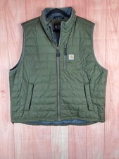 Carhartt Mens Gilliam Quilted Vest Sz 2XL Green Full Zip Mock Neck Relaxed Fit