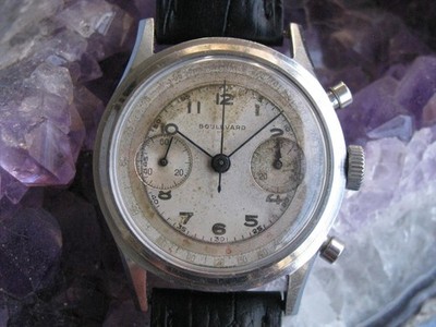 Boulevard Vintage Stainless Steel Chronograph Wrist Watch, Valjoux 22 Movement