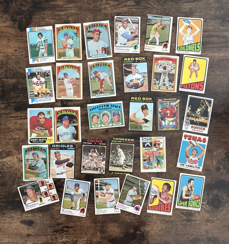 Vintage Sports Card Lot 30 Cards Baseball Basketball Football