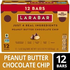 Peanut Butter Chocolate Chip, Fruit and Nut Bars, Gluten Free, 12 Ct, 19.2 oz