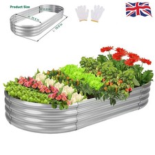 6x3x1ft Oval Galvanized Metal Garden Raised Bed Outdoor Garden Bed Vegetables