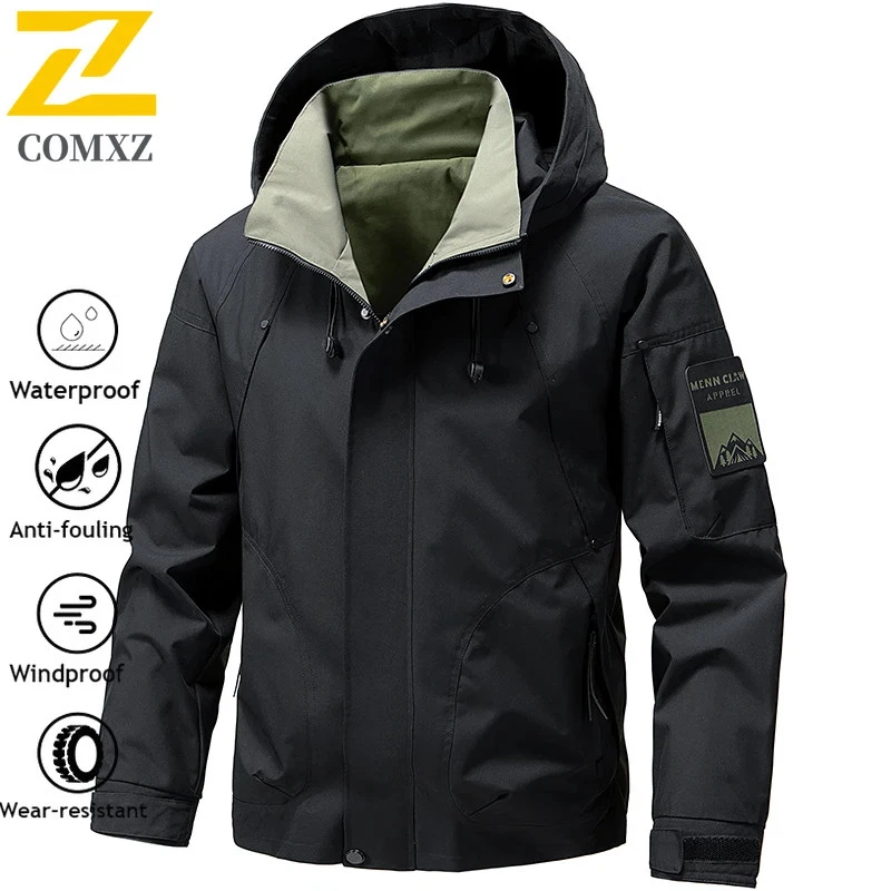 Jacket Autumn Large Windproof Windbreaker Men Camping Hunting Running Sports  - Image 3 of 4