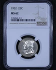 1932 Washington Quarter - 25c NGC MS62 - First Year Of Issue!