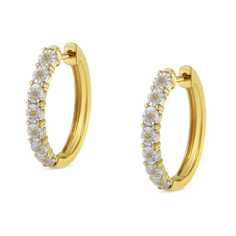 1/2 Cttw Diamond 10K Two-Toned Gold Hoop Earrings - Image 4 of 4