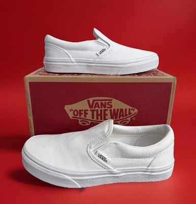 Vans Classics Slip Ons White Youth Size: 3UY New With Defects
