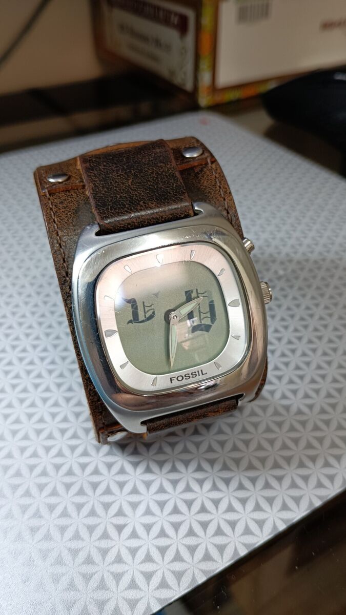 FOSSIL BIG TIC Vintage Men's Watch Ana Digi Leather Band JR FOSSIL BIG TIC Vintage Men's Watch Ana Digi Leather Band JR