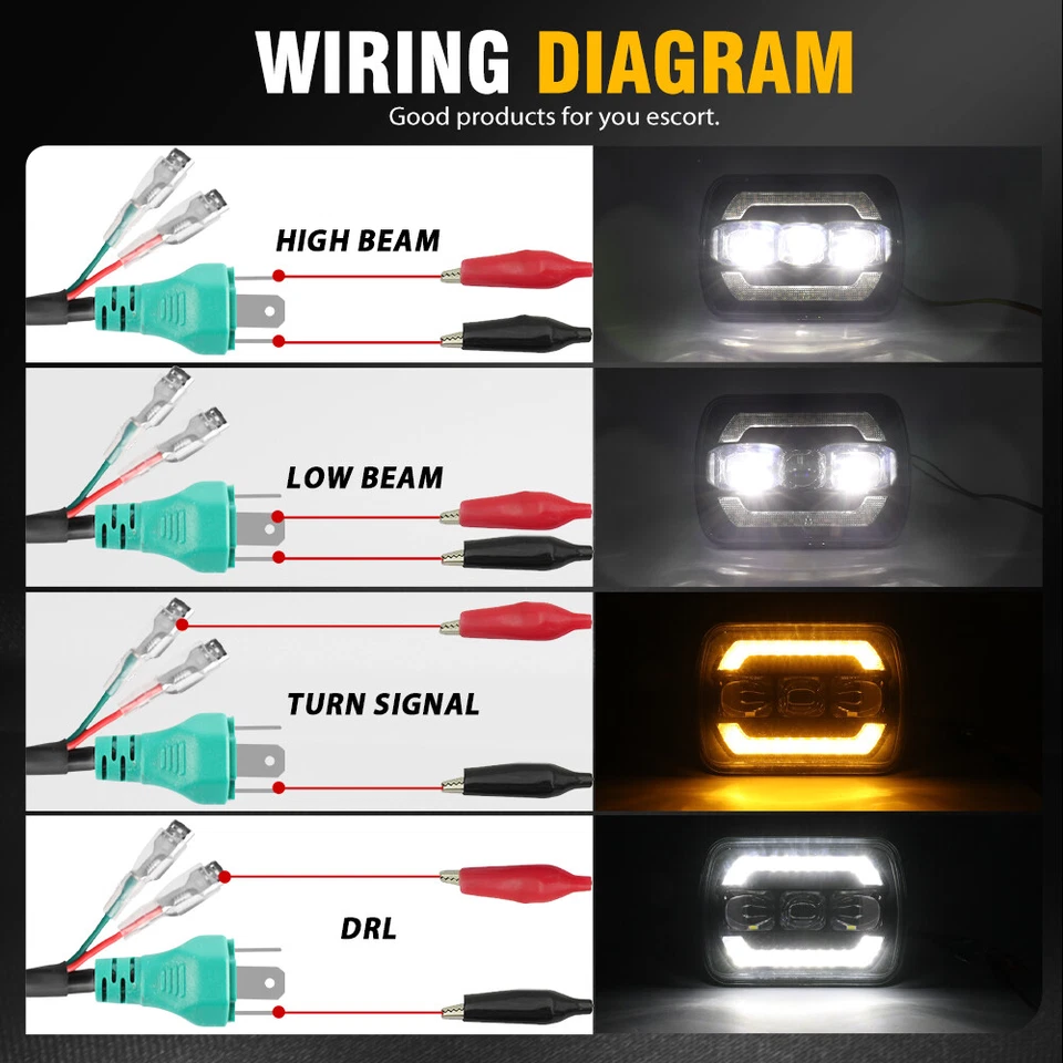 一对 5x7 英寸 7x6 英寸 LED 车头灯适用于道奇 Ramcharger 1981 - 1993 W100 W150 W250 — 第 4/4 张图片
