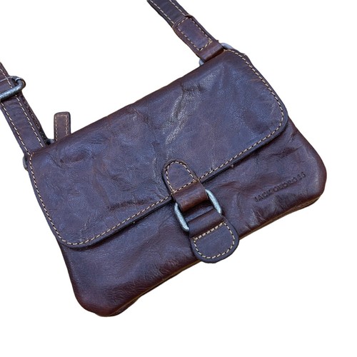 JACK GEORGES Voyager Distressed Mini Crossbody Leder Tasche Braun Handtasche