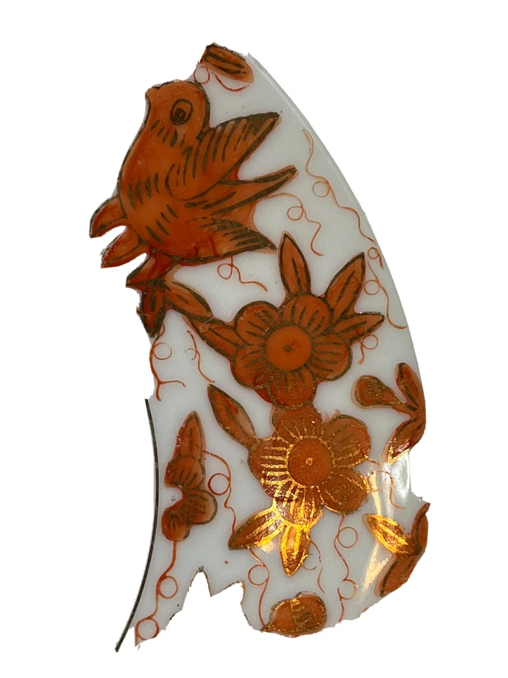 Placa Japonesa Período Meiji (1868-1912) - Pintada a Mano Acento Dorado Pájaros Floral Foto 3 de 4