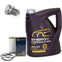 MotoröL Set 5W-40 5 Liter + ÖLfilter SH 4796 L + Schraube FüR Seat Leon Skoda VW
