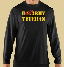 Long Sleeve T-Shirt, Military, U.S.ARMY Vetreran, Proud, Political, Cotton Black