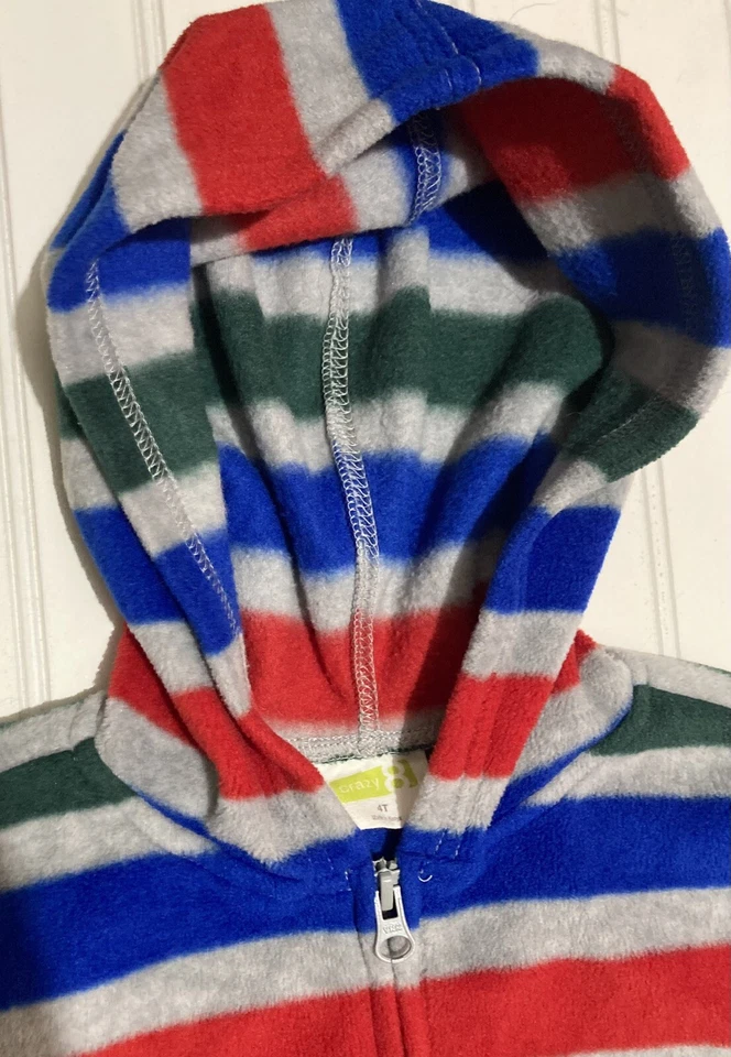 Sudadera con Capucha Crazy 8 Niños 4T Gris Rojo Azul Verde Rayas 1/4 Cremallera 1 Bolsillo Foto 3 de 4