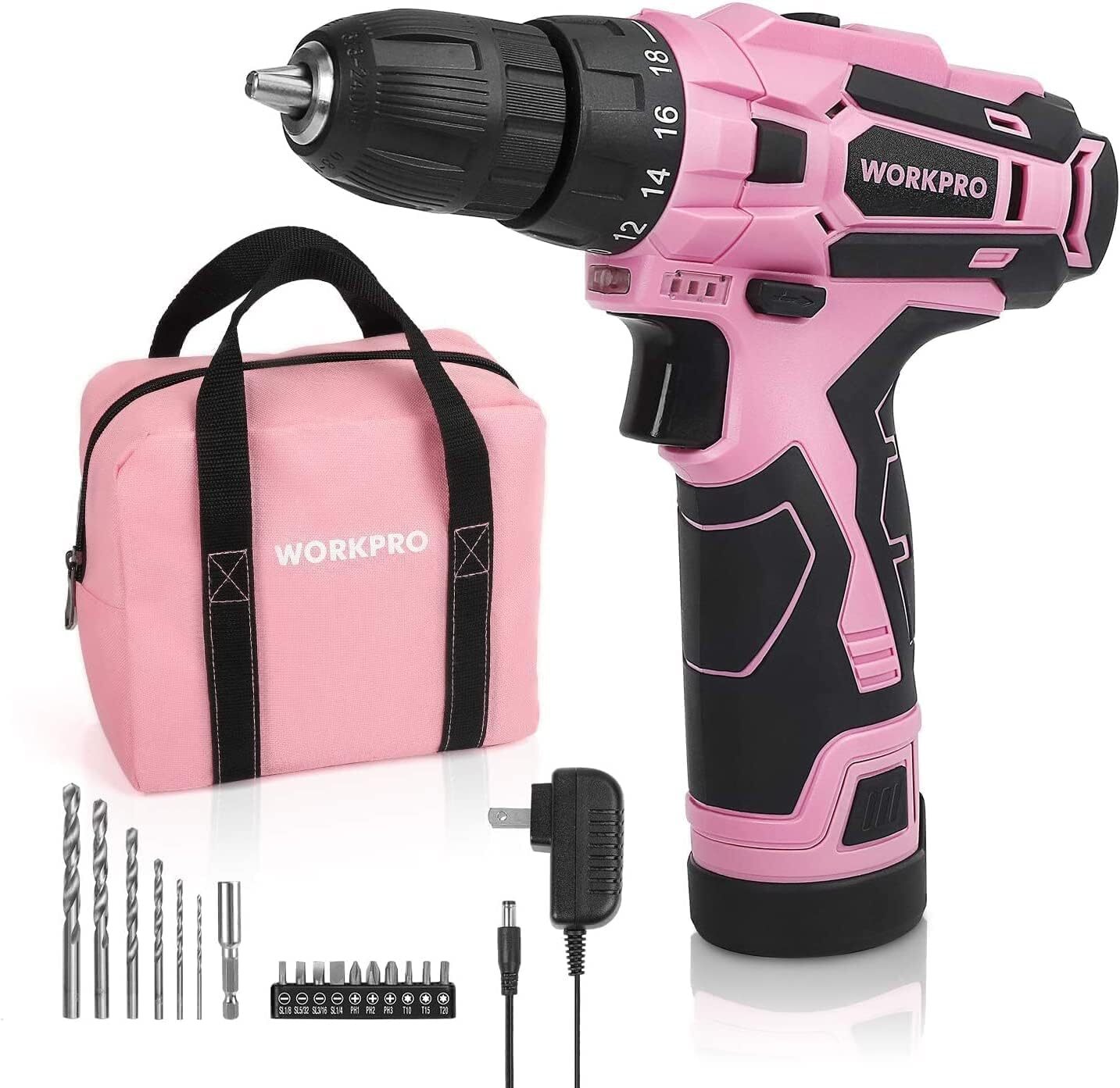 12V Electric Screwdriver Driver Tool Kit Pink Cordless Drill Driver Set  3