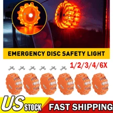 1/2/3/4/6 PCS LED Road Flares Disc Safety Light Flashing Roadside Beacon Warning