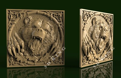 3D STL Model ANGRY BEAR 2 for CNC Router Aspire Artcam 3D Print Carving Engraver
