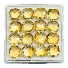 VVS 16 Pcs Natural Citrine 8mm Cushion Checker Cut Loose Untreated Gemstone Lot