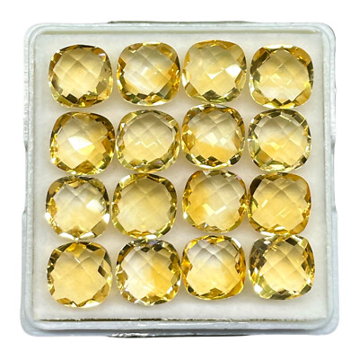 Selene Gems 16-tlg. Natürlicher Citrin 8mm Cushion Checker Cut Edelstein Lot