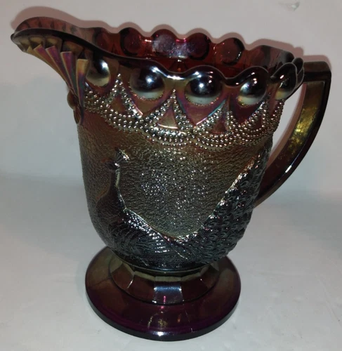 Westmoreland Vintage Amethyst Carnival Glass Peacock Replacement Bottom No Lid