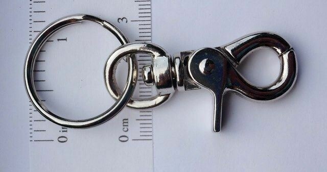 2 Sturdy Lobster Scissor Clasp Claw + Key Ring SILVER Metal Crafts Purses Belts