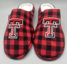 FOCO Men's NCAA Sherpa Lined Buffalo Check Memory Foam Slippers L 11/12 E2 