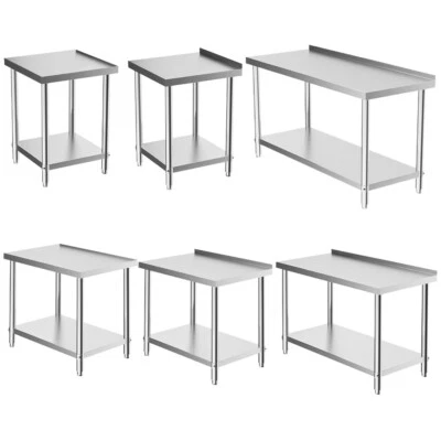 DAILY-USE-UK 2-6ft Commercial Stainless Steel Kitchen Food Prep Work Table Bench / Backsplash