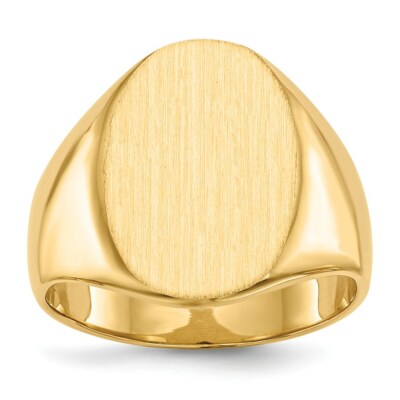 Real 14kt Yellow Gold 18.0x14.0mm Closed Back Men's Signet Ring S