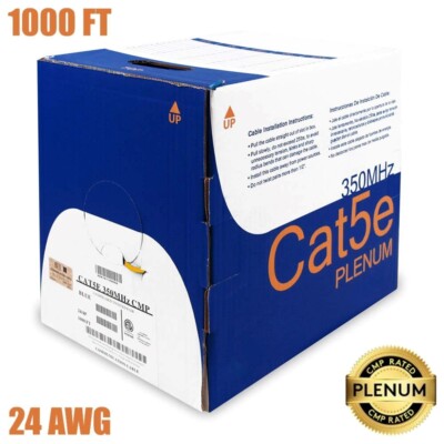 1000FT Cat5e Ethernet LAN Network UTP Cable CMP Solid Copper Wire 24AWG Orange
