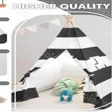 Large Kids Teepee Indoor Play Tent Cotton Canvas Children Indian Tipi Playhouse