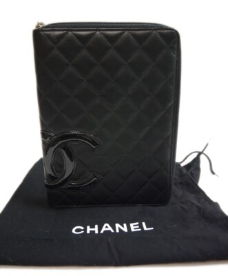 CHANEL ブラック ケース Authentic CHANEL Notebook Cover Organizer Cambon Line Coco Mark
